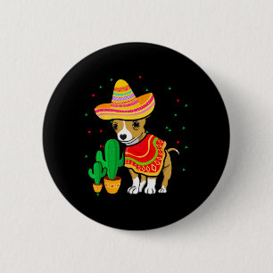 Chapa Redonda De 5 Cm Perro Chihuahua Mexicano Sombrero Cinco De Mayo Fi
