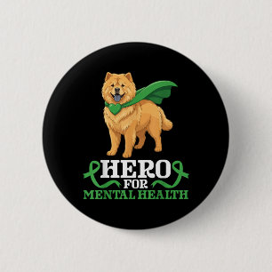 Chapa Redonda De 5 Cm Perro Chow Chow héroe para la conciencia de la sal