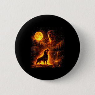 Chapa Redonda De 5 Cm Perro con luz de luna vintage rottweiler divertido
