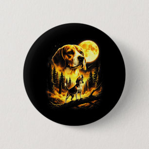 Chapa Redonda De 5 Cm Perro Cool Beagle Aullando a La Luna Vintage 90s