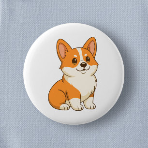 Chapa Redonda De 5 Cm Perro Corgi Adorable