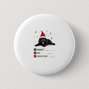 Chapa Redonda De 5 Cm Perro Cute Terranova Navidad Travieso Bueno Intent