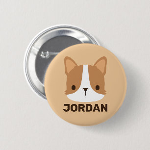 Chapa Redonda De 5 Cm Perro de Corgi con nombre personalizado