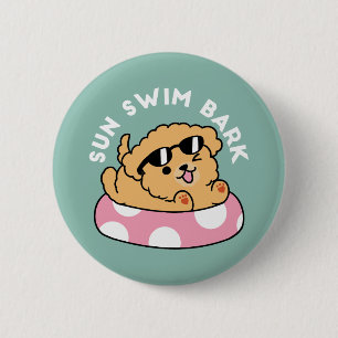 Chapa Redonda De 5 Cm Perro de la Vibes de Verano - Cachorro flotante co