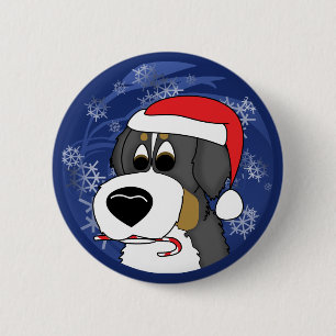 Chapa Redonda De 5 Cm Perro de montaña de Bernese del navidad