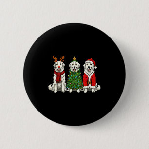 Chapa Redonda De 5 Cm Perro de Navidad Retro Gran Pirineo Santa Reno