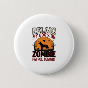 Chapa Redonda De 5 Cm Perro de patrulla zombie grabado vintage de Hallow
