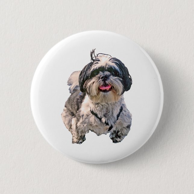 Chapa Redonda De 5 Cm Perro de Shih Tzu (Anverso)