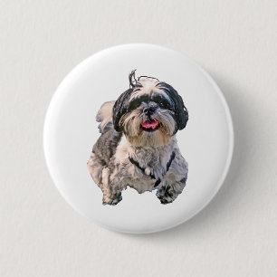 Chapa Redonda De 5 Cm Perro de Shih Tzu