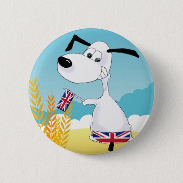 Chapa Redonda De 5 Cm perro del Union Jack (Anverso)