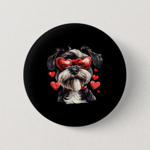 Chapa Redonda De 5 Cm Perro Día de San Valentín Schnauzer Heart Gles