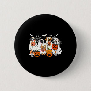 Chapa Redonda De 5 Cm Perro disfrazado de fantasma Halloween