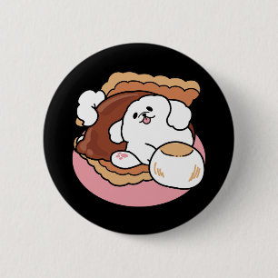 Chapa Redonda De 5 Cm Perro Divertido y Diseño de S’more – Castigo de Am