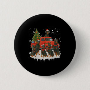 Chapa Redonda De 5 Cm Perro Doberman Nscher Camión Rojo Árbol de Navidad