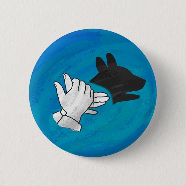 Chapa Redonda De 5 Cm Perro en la sombra sobre el azul (Anverso)