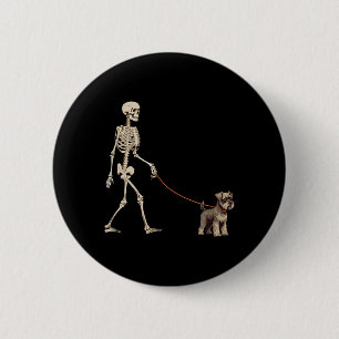 Chapa Redonda De 5 Cm Perro esqueleto divertido de Schnauzer miniatura c