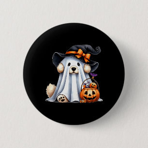 Chapa Redonda De 5 Cm Perro Fantasma de Halloween