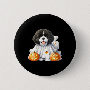 Chapa Redonda De 5 Cm Perro Fantasma de Halloween para Mujeres de Negro 