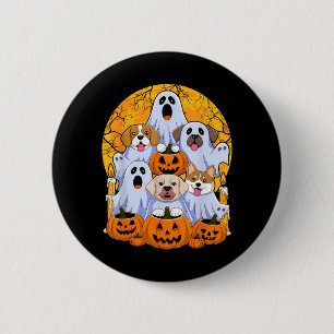 Chapa Redonda De 5 Cm Perro Fantasma Perrito Lindo Disfrazado De Fantasm
