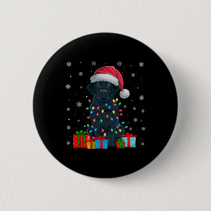 Chapa Redonda De 5 Cm Perro Feo Navidad Enciende Santa Hat Perro negro d