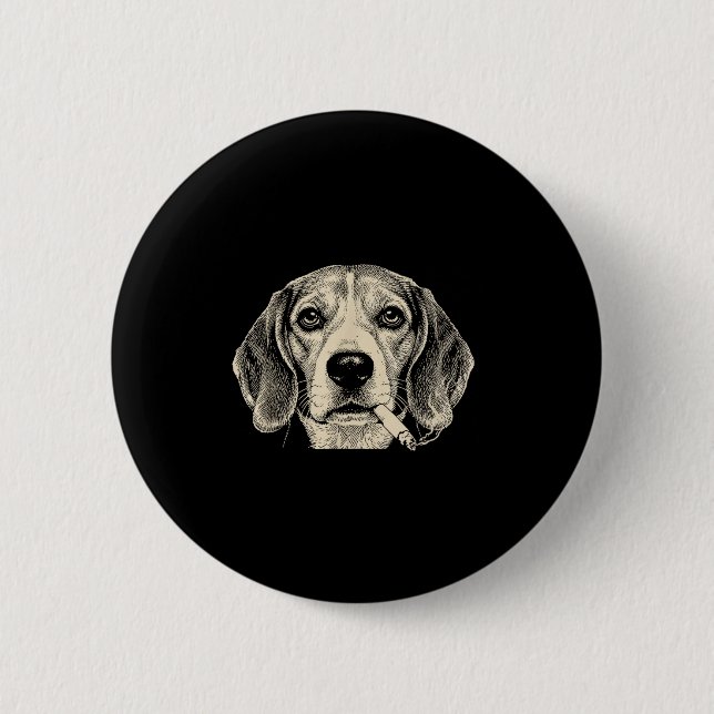 Chapa Redonda De 5 Cm Perro fumando cigarrillo divertido Beagle Meme  (Anverso)