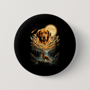Chapa Redonda De 5 Cm Perro golden retriever aullando a la luna divertid
