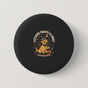Chapa Redonda De 5 Cm Perro Golden Retriever Calabaza Travesuras Hallowe