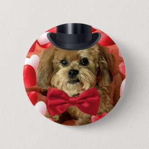 Chapa Redonda De 5 Cm Perro lindo con corazones Valentine