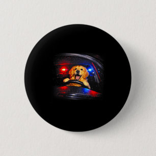 Chapa Redonda De 5 Cm perro meme retriever dorado conduciendo coche yo
