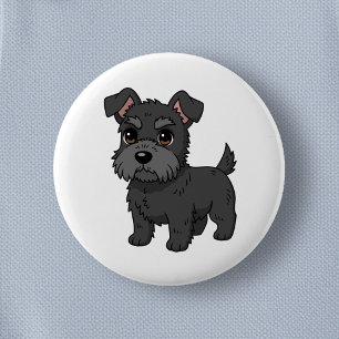 Chapa Redonda De 5 Cm Perro negro lindo Terrier Escocés