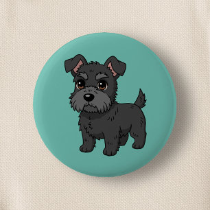 Chapa Redonda De 5 Cm Perro negro lindo Terrier Escocés Verde