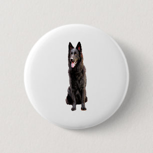 Chapa Redonda De 5 Cm Perro negro pastor alemán