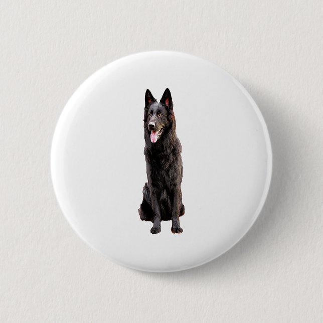 Chapa Redonda De 5 Cm Perro negro pastor alemán (Anverso)