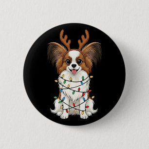 Chapa Redonda De 5 Cm Perro Papillon Luces de Reno Caperucita Divertido