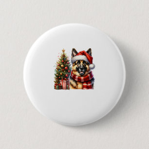 Chapa Redonda De 5 Cm Perro pastor alemán lindo árbol de Navidad Santa H