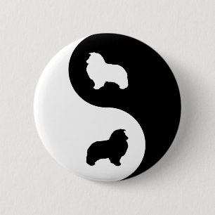 Chapa Redonda De 5 Cm Perro pastor de Shetland Yin Yang