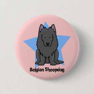 Chapa Redonda De 5 Cm Perro pastor del belga de la estrella de Kawaii