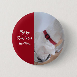 Chapa Redonda De 5 Cm Perro picante blanco lindo Navidades de agua potab