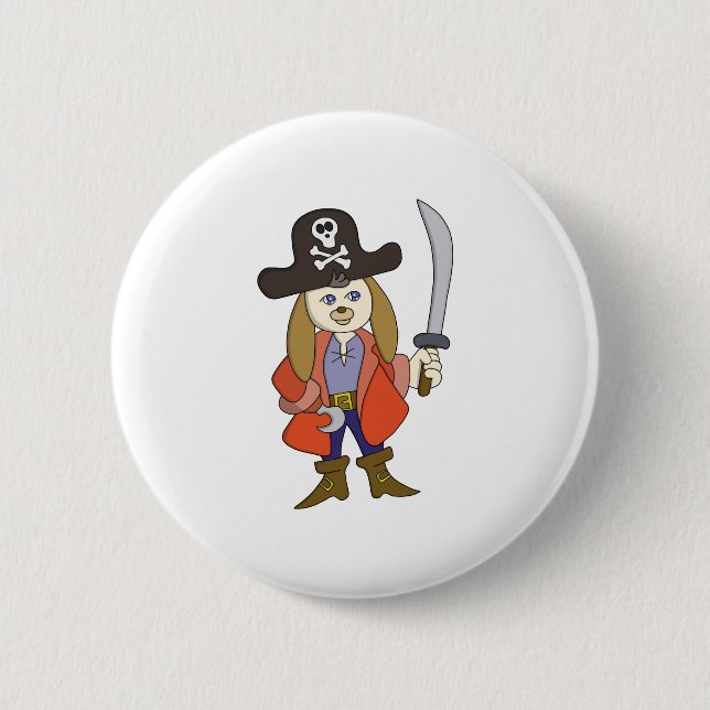 Chapa Redonda De 5 Cm Perro pirata (Anverso)