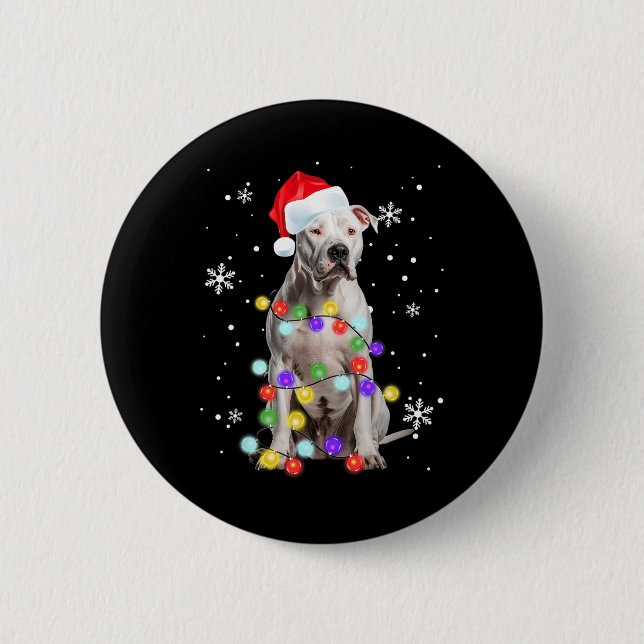 Chapa Redonda De 5 Cm Perro Pitbull Alegres Dogmas Santa Pitbull Navidad (Anverso)