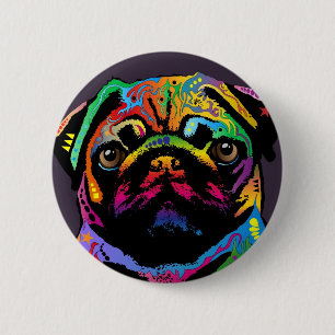 Chapa Redonda De 5 Cm Perro Pug