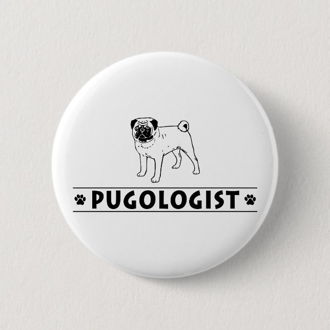 Chapa Redonda De 5 Cm Perro Pug Gracioso (Anverso)