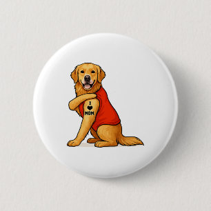 Chapa Redonda De 5 Cm Perro retriever dorado divertido Amo a mamá tatuaj