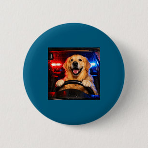 Chapa Redonda De 5 Cm Perro retriever dorado divertido conduciendo meme