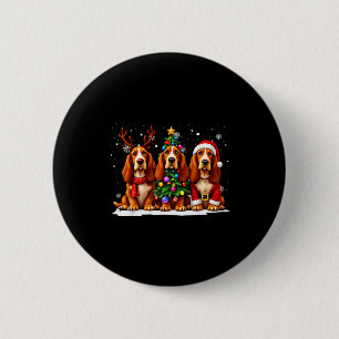 Chapa Redonda De 5 Cm Perro Retro Navidad Apostante Sabueso Santa Reno A