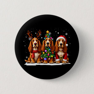Chapa Redonda De 5 Cm Perro Retro Navidad Apostante Santa Reno Amante Pe