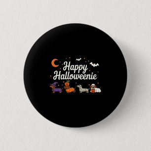 Chapa Redonda De 5 Cm Perro Salchicha Bruja Feliz Halloweenie Lindo Hall