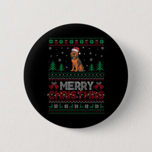 Chapa Redonda De 5 Cm Perro sangriento ama a Santa Hat Árbol de Navidad