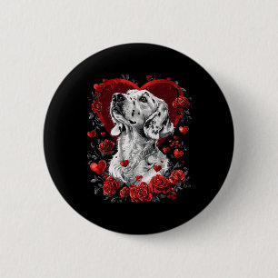 Chapa Redonda De 5 Cm Perro Setter Inglés del Día de San Valentín