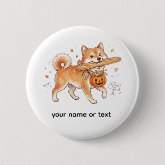Chapa Redonda De 5 Cm Perro Shiba Inu Divertido en Halloween con Pan Bag